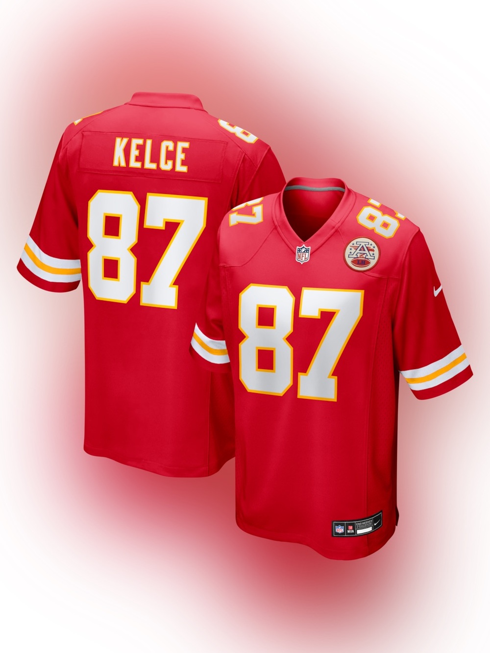 Nike Red Football Jersey with Yellow Trim - #87